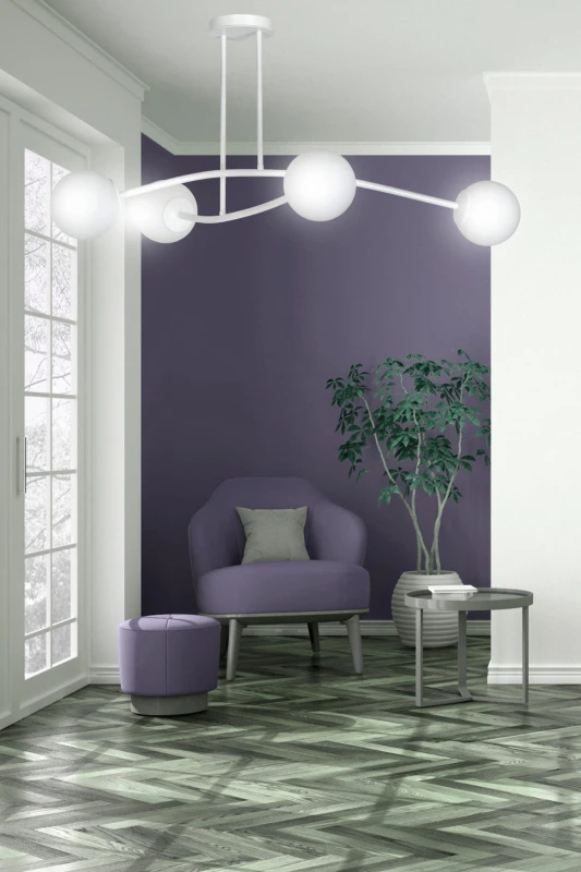 HALLDOR 4 WHITE 1024/4 oryginalna lampa sufitowa biała LOFT szklane mleczne klosze 7