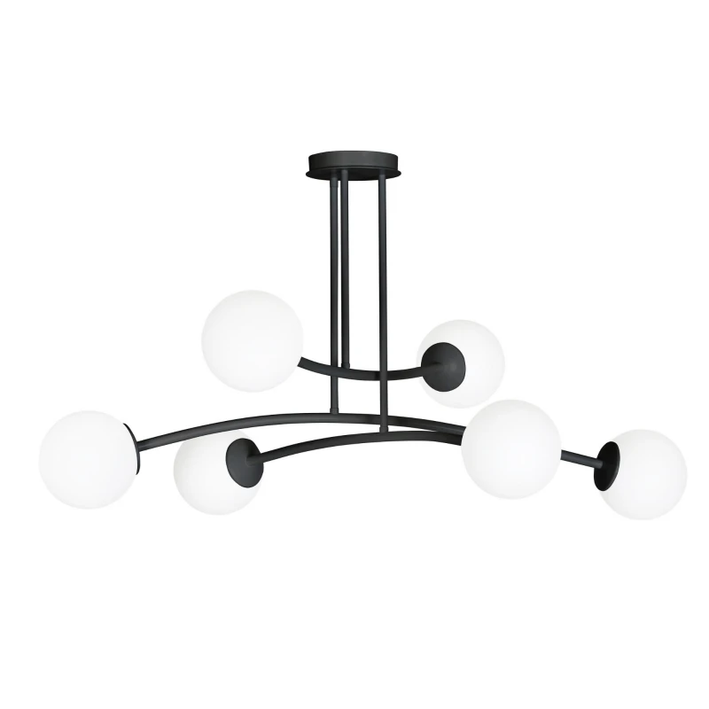 HALLDOR 6 BLACK 1024/6 oryginalna lampa sufitowa czarna LOFT szklane mleczne klosze 1