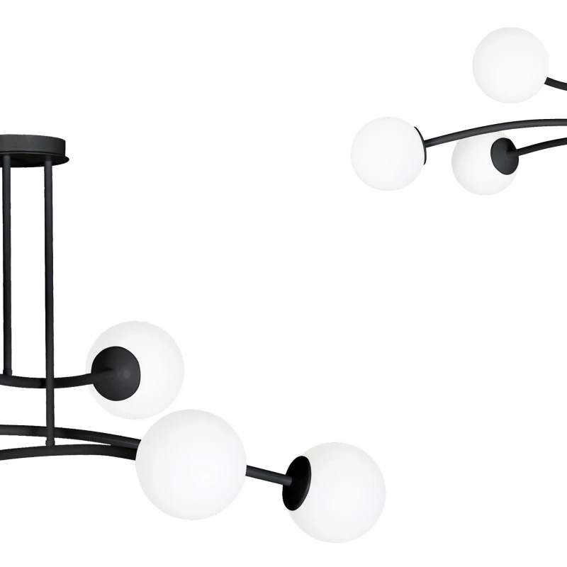 HALLDOR 6 BLACK 1024/6 oryginalna lampa sufitowa czarna LOFT szklane mleczne klosze 4