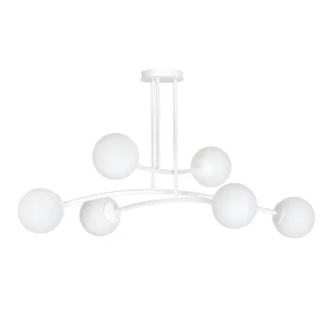 Lampa sufitowa HALLDOR 6 WHITE biała z mlecznymi kloszami 