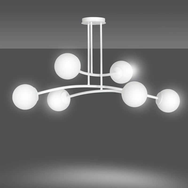 HALLDOR 6 WHITE 1025/6 oryginalna lampa sufitowa biała LOFT szklane mleczne klosze 2