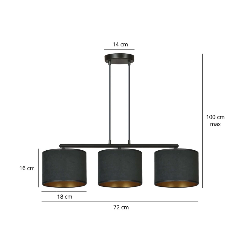 HILDE 3 BL BLACK lampa wisząca abażury regulowana nowoczesna 11