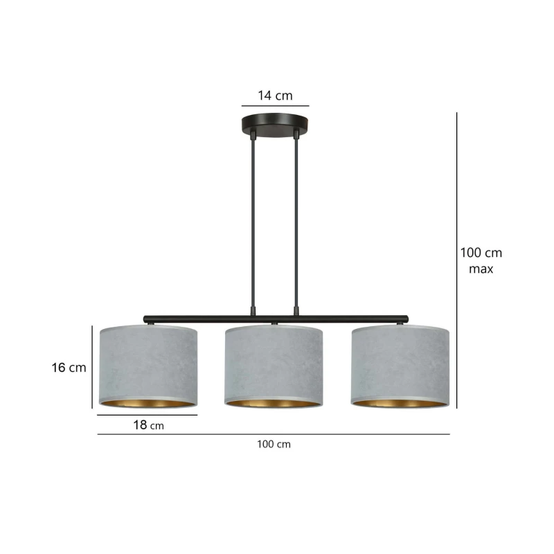 HILDE 3 BL GRAY lampa wisząca abażury regulowana nowoczesna 11