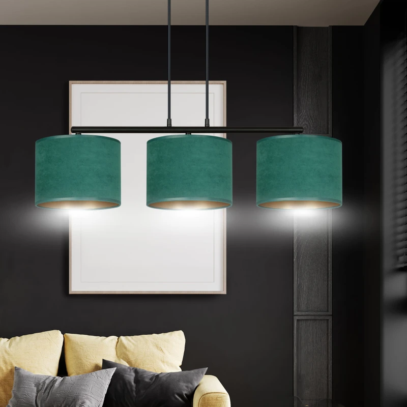 HILDE 3 BL GREEN  lampa wisząca abażury regulowana nowoczesna 3
