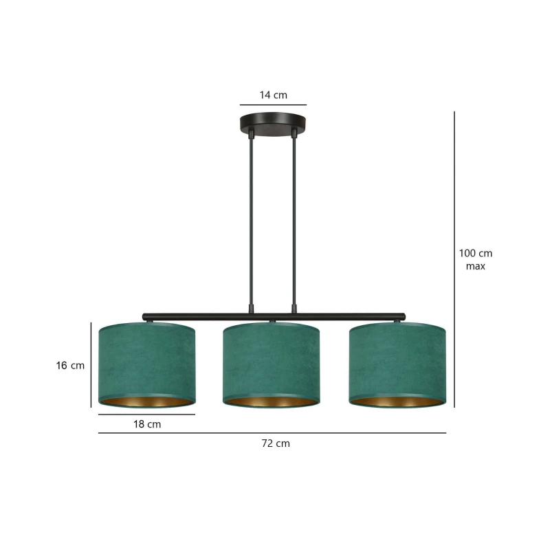 HILDE 3 BL GREEN  lampa wisząca abażury regulowana nowoczesna 11