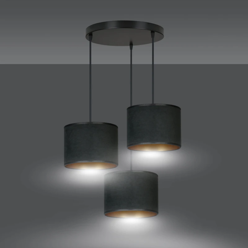 HILDE 3 BL PREMIUM BLACK lampa wisząca abażury regulowana nowoczesna 1