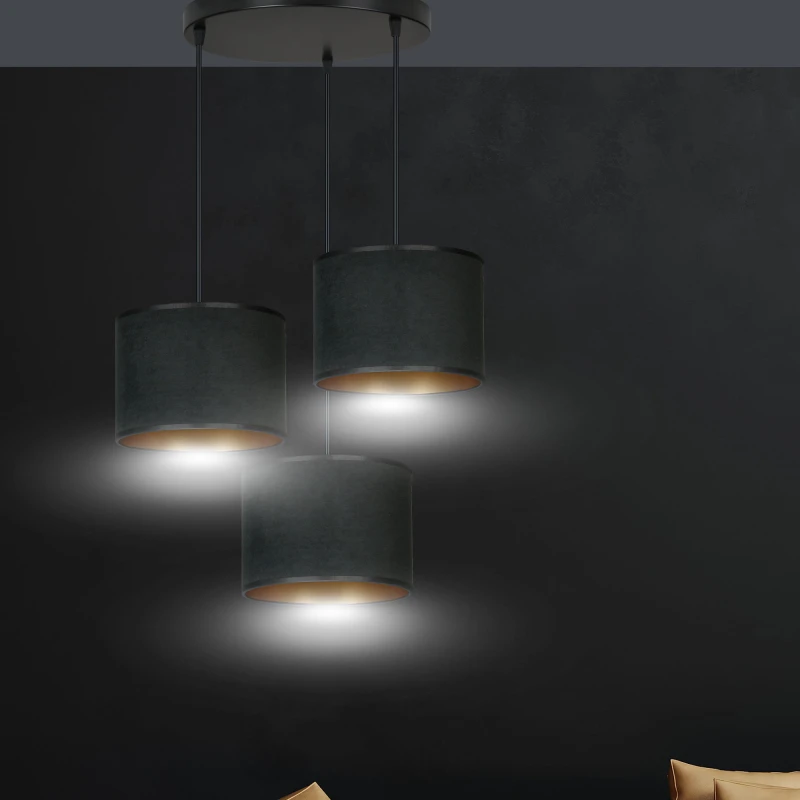 HILDE 3 BL PREMIUM BLACK lampa wisząca abażury regulowana nowoczesna 3
