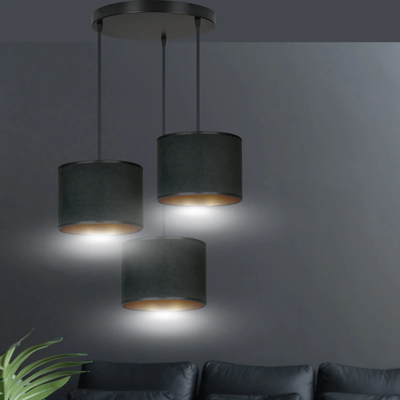 HILDE 3 BL PREMIUM BLACK lampa wisząca abażury regulowana nowoczesna 5