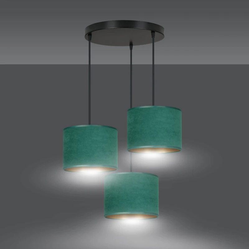 HILDE 3 BL PREMIUM GREEN lampa wisząca abażury regulowana nowoczesna 1