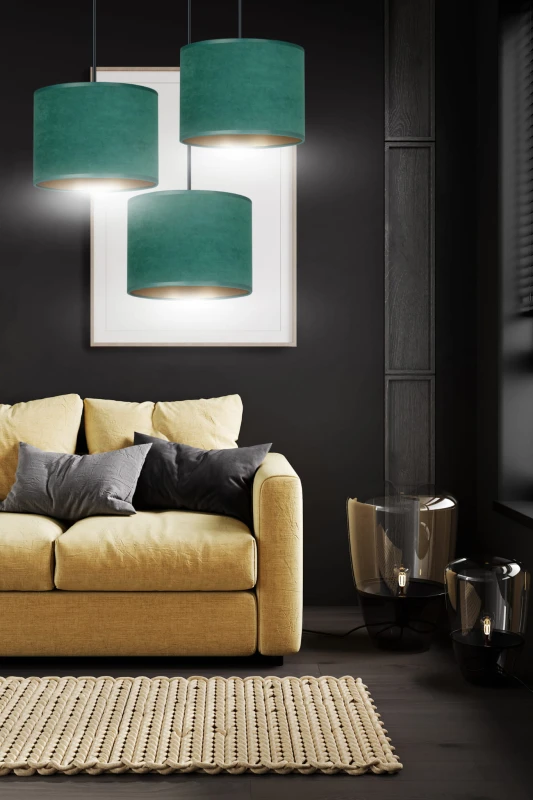 HILDE 3 BL PREMIUM GREEN lampa wisząca abażury regulowana nowoczesna 2