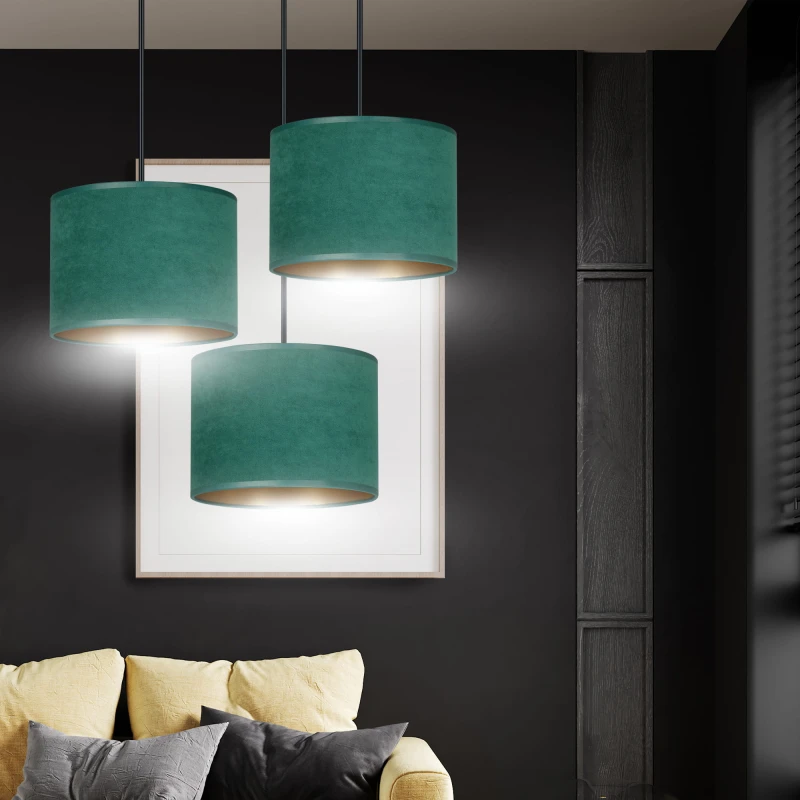 HILDE 3 BL PREMIUM GREEN lampa wisząca abażury regulowana nowoczesna 3