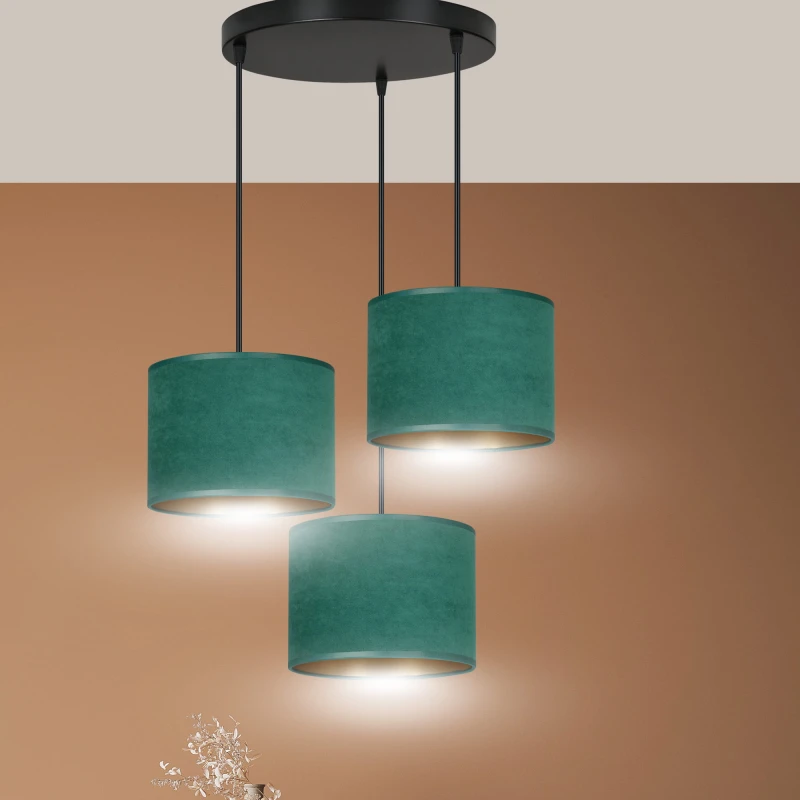 HILDE 3 BL PREMIUM GREEN lampa wisząca abażury regulowana nowoczesna 5