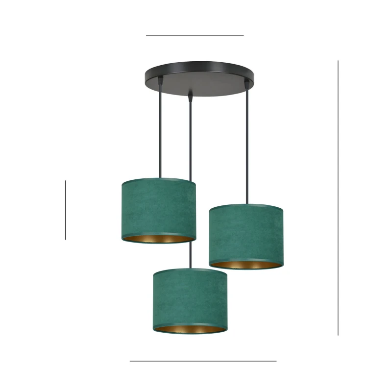 HILDE 3 BL PREMIUM GREEN lampa wisząca abażury regulowana nowoczesna 12