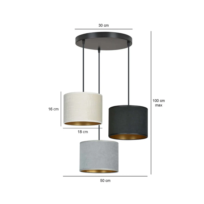 HILDE 3 BL PREMIUM MIX lampa wisząca abażury regulowana nowoczesna 11