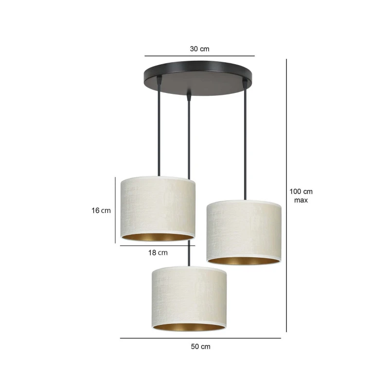 HILDE 3 BL PREMIUM WHITE lampa wisząca abażury regulowana nowoczesna 11