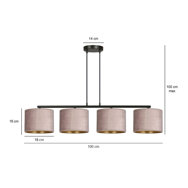 HILDE 4 BL ROSE lampa wisząca abażury regulowana nowoczesna 11