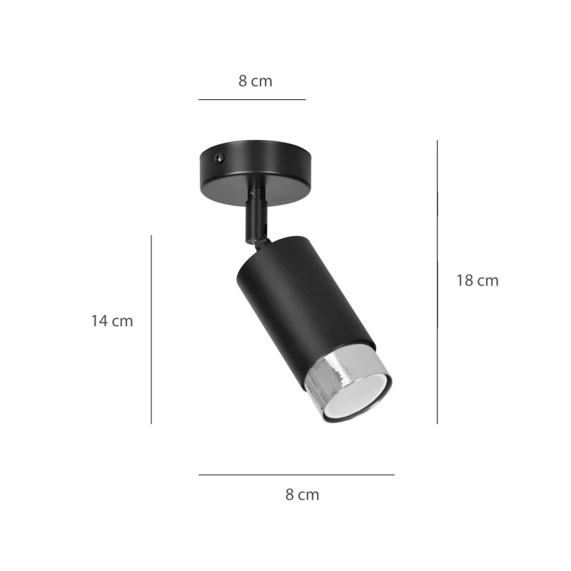 HIRO 1 BLACK-CHROME 964/1 nowoczesny regulowany spot LED sufitowy czarno srebrny 8