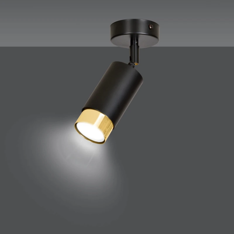 HIRO 1 BLACK-GOLD 965/1 nowoczesny regulowany spot LED sufitowy czarno złoty