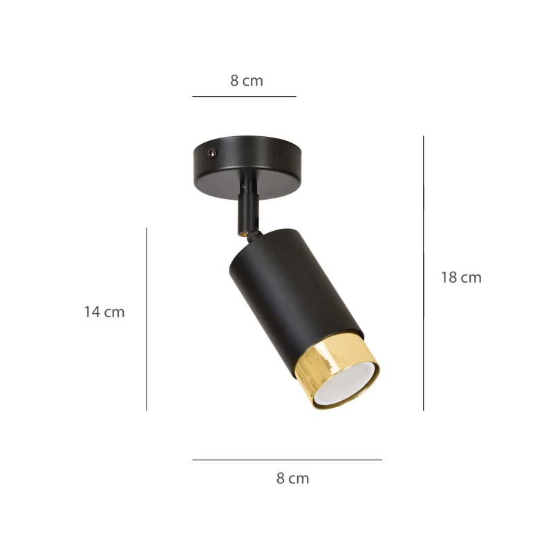 HIRO 1 BLACK-GOLD 965/1 nowoczesny regulowany spot LED sufitowy czarno złoty 8