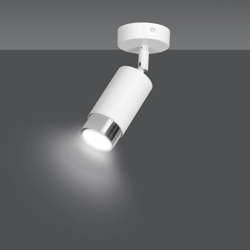 HIRO 1 WHITE-CHROME 962/1 nowoczesny regulowany spot LED sufitowy biało srebrny