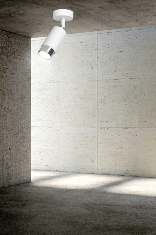 HIRO 1 WHITE-CHROME 962/1 nowoczesny regulowany spot LED sufitowy biało srebrny 4