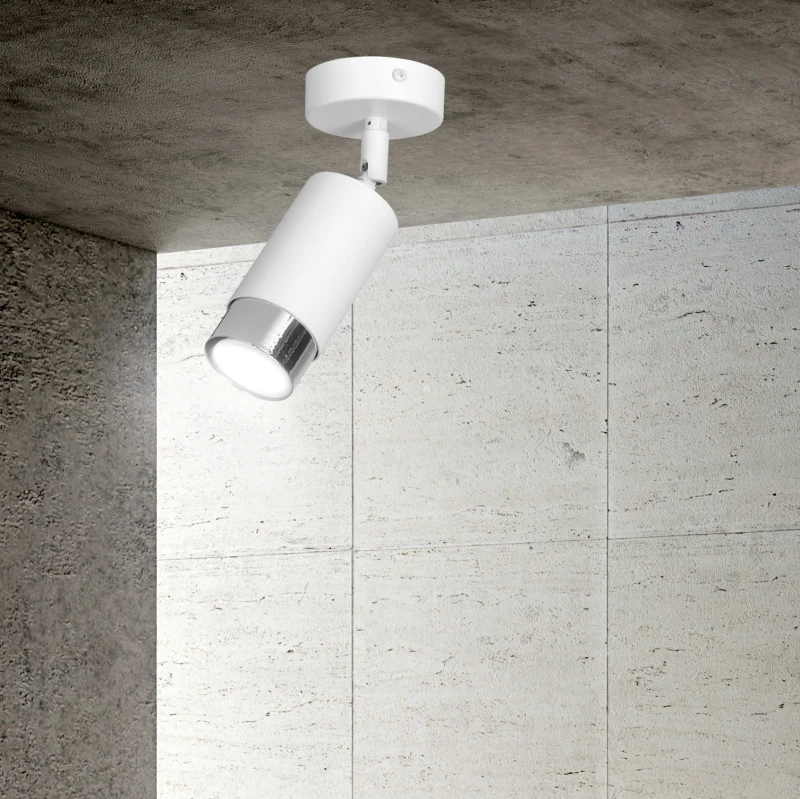 HIRO 1 WHITE-CHROME 962/1 nowoczesny regulowany spot LED sufitowy biało srebrny 5