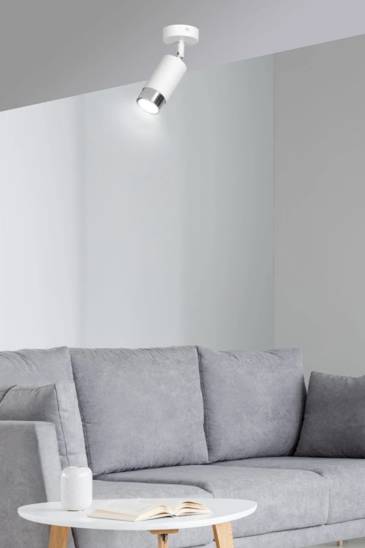 HIRO 1 WHITE-CHROME 962/1 nowoczesny regulowany spot LED sufitowy biało srebrny 6