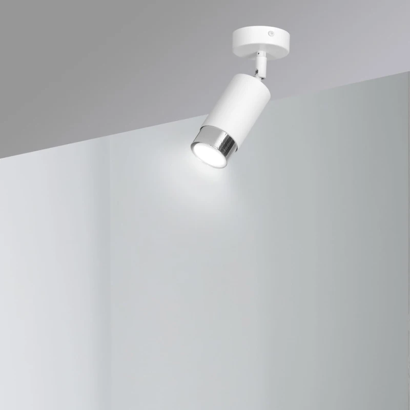 HIRO 1 WHITE-CHROME 962/1 nowoczesny regulowany spot LED sufitowy biało srebrny 7