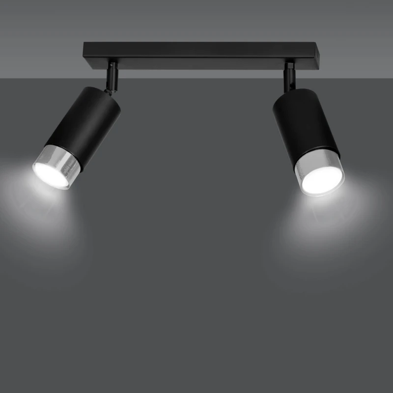 HIRO 2 BLACK-CHROME 964/2 nowoczesny regulowany spot LED sufitowy czarno srebrny 3