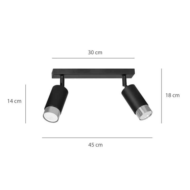 HIRO 2 BLACK-CHROME 964/2 nowoczesny regulowany spot LED sufitowy czarno srebrny 5