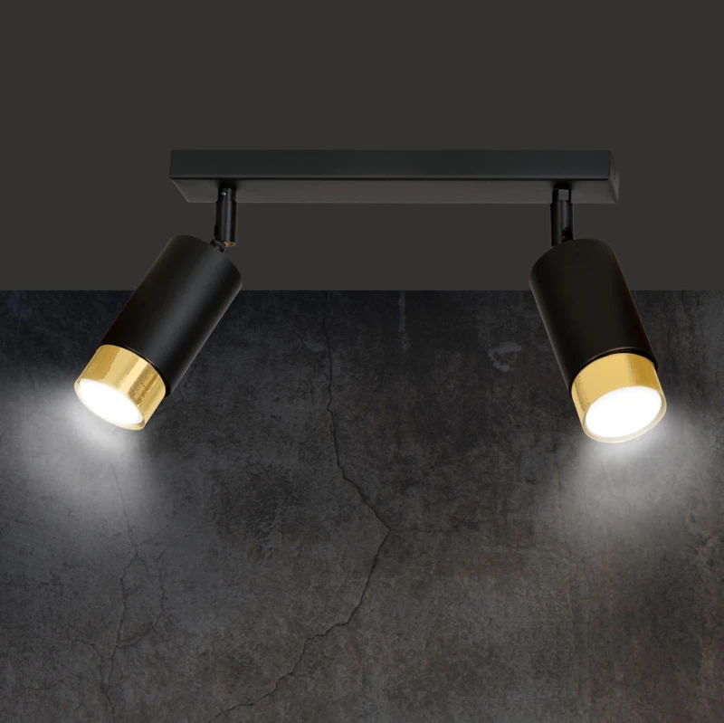 HIRO 2 BLACK-GOLD 965/2 nowoczesny regulowany spot LED sufitowy czarno złoty