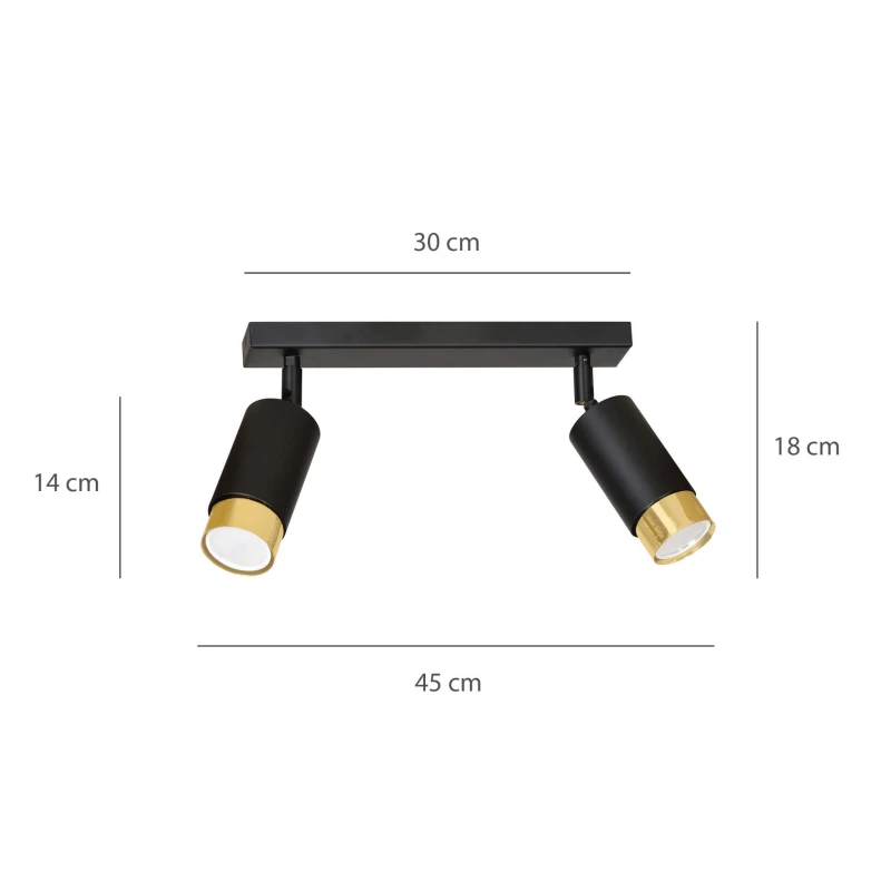 HIRO 2 BLACK-GOLD 965/2 nowoczesny regulowany spot LED sufitowy czarno złoty 5