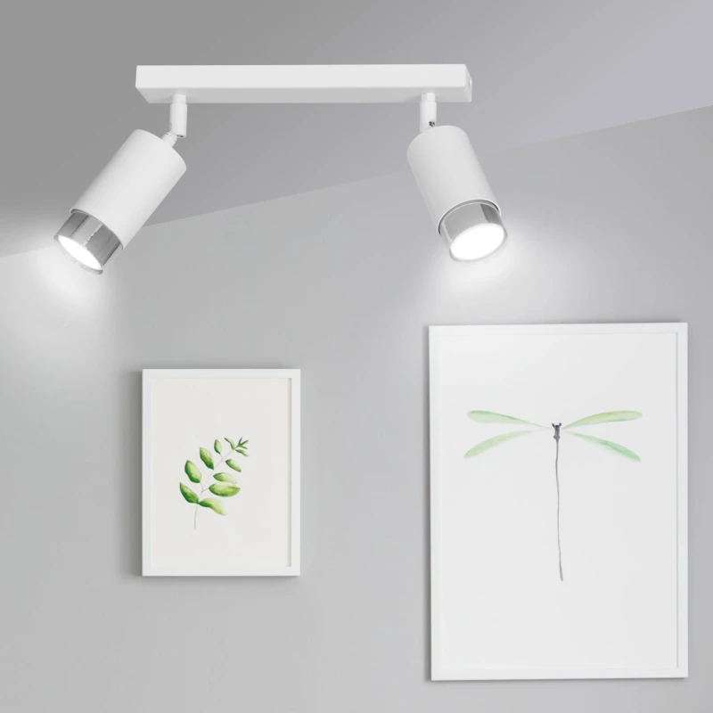 HIRO 2 WHITE-CHROME 962/2 nowoczesny regulowany spot LED sufitowy biało srebrny