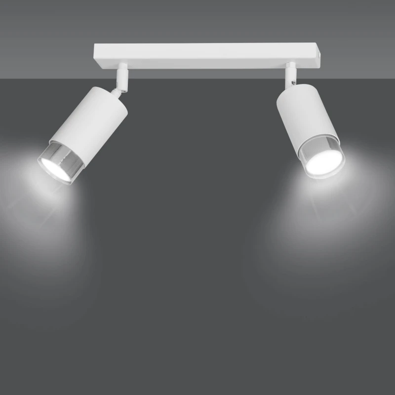 HIRO 2 WHITE-CHROME 962/2 nowoczesny regulowany spot LED sufitowy biało srebrny 2
