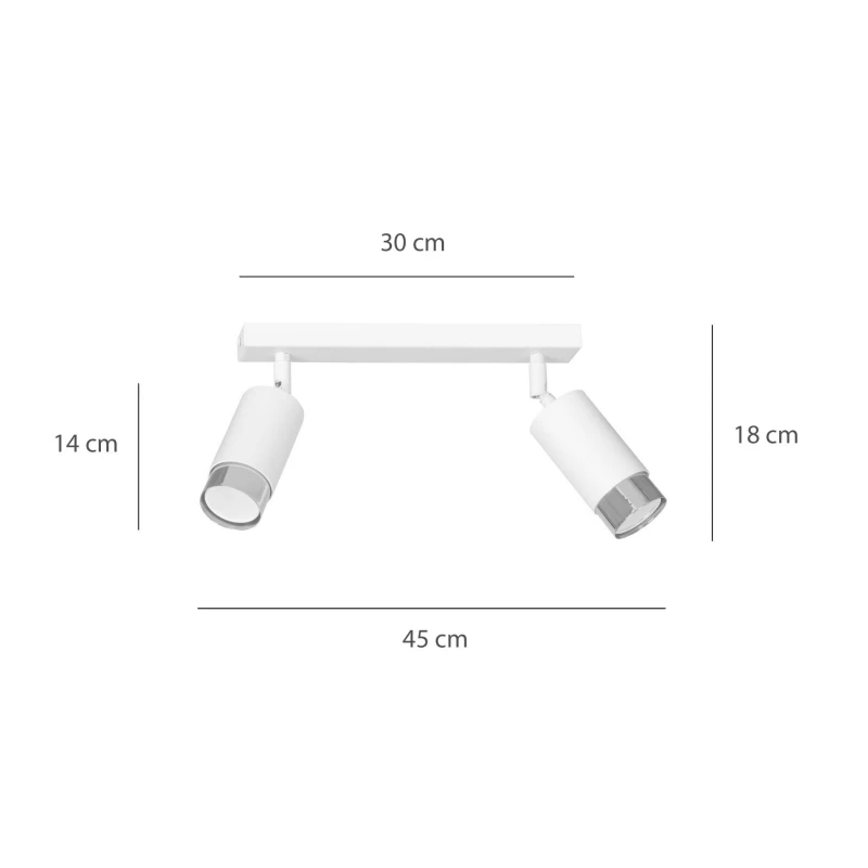 HIRO 2 WHITE-CHROME 962/2 nowoczesny regulowany spot LED sufitowy biało srebrny 5