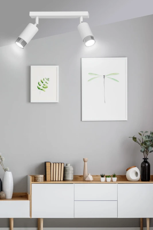 HIRO 2 WHITE-CHROME 962/2 nowoczesny regulowany spot LED sufitowy biało srebrny 6