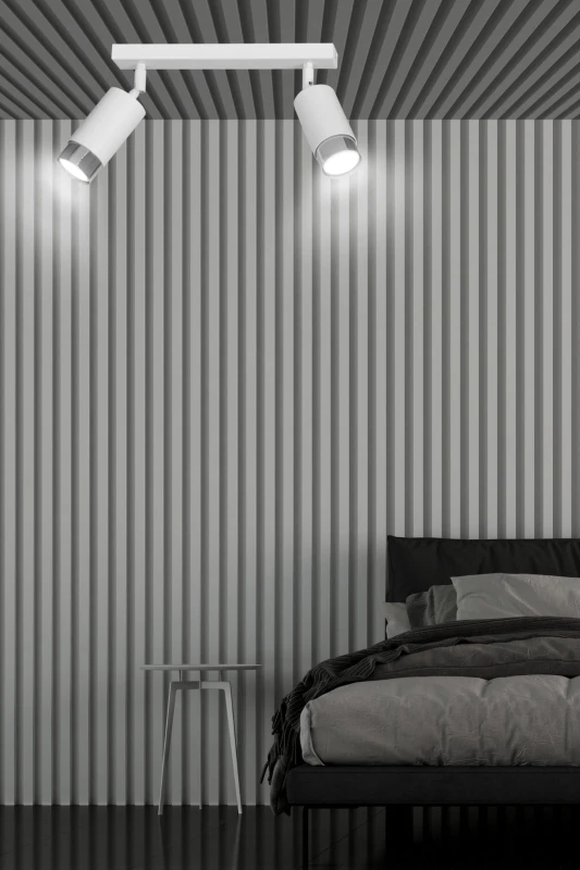 HIRO 2 WHITE-CHROME 962/2 nowoczesny regulowany spot LED sufitowy biało srebrny 8