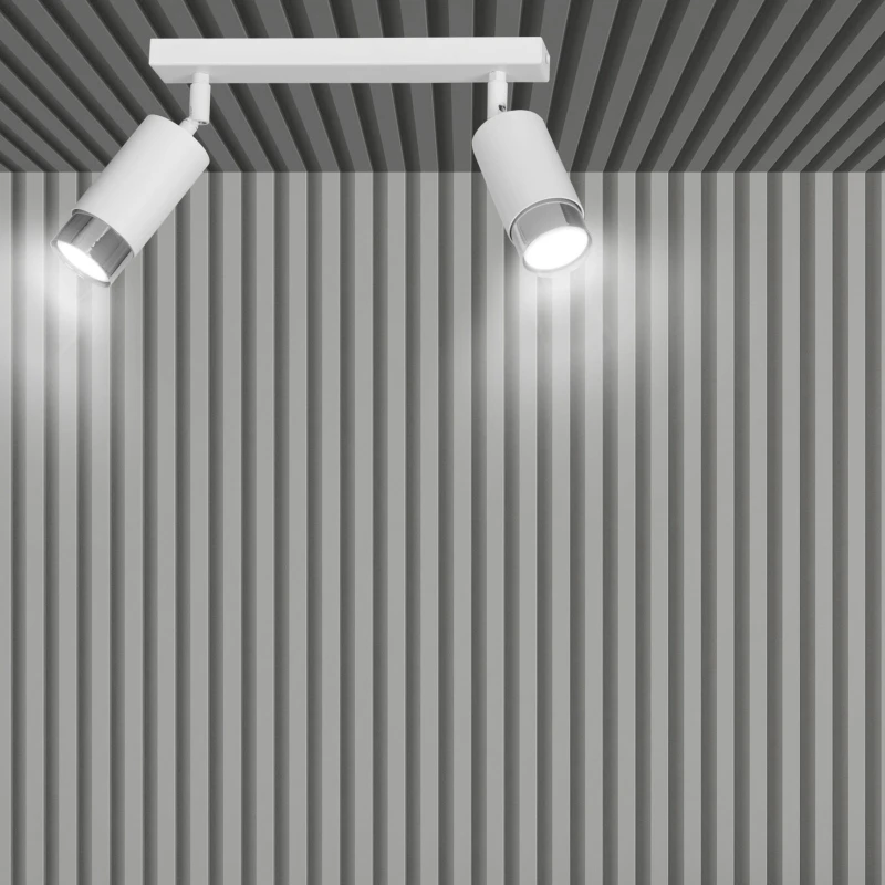 HIRO 2 WHITE-CHROME 962/2 nowoczesny regulowany spot LED sufitowy biało srebrny 9