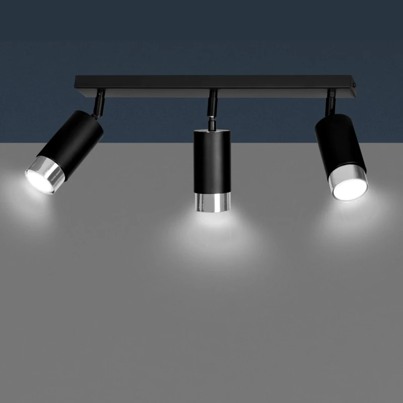 HIRO 3 BLACK-CHROME 964/3 nowoczesny regulowany spot LED sufitowy czarno srebrny
