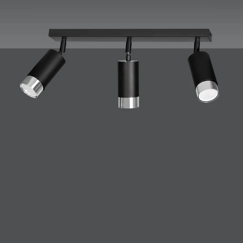 HIRO 3 BLACK-CHROME 964/3 nowoczesny regulowany spot LED sufitowy czarno srebrny 3