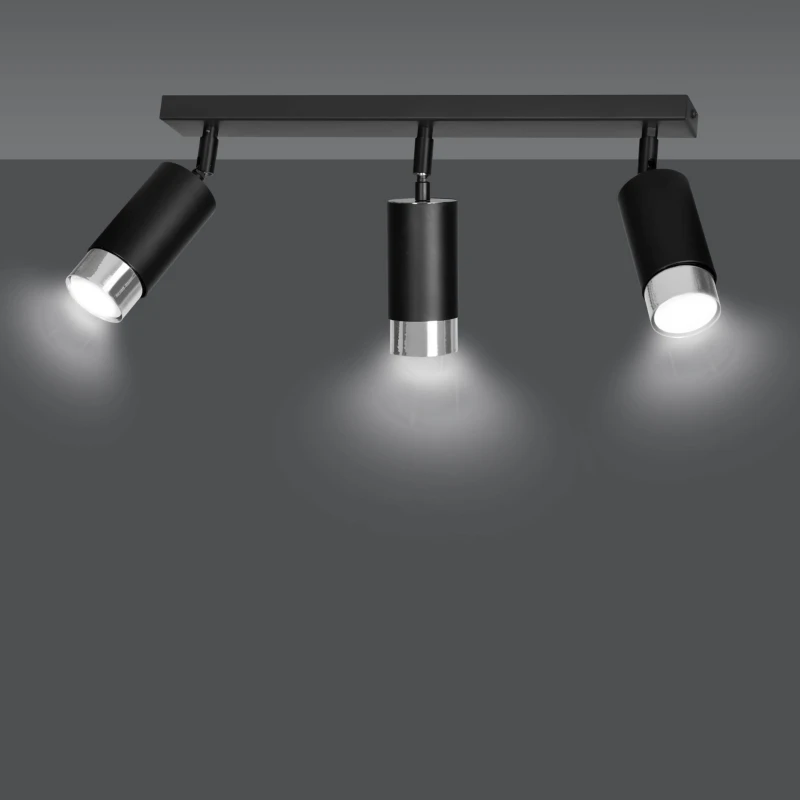 HIRO 3 BLACK-CHROME 964/3 nowoczesny regulowany spot LED sufitowy czarno srebrny 4