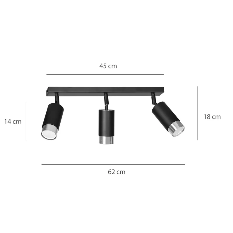 HIRO 3 BLACK-CHROME 964/3 nowoczesny regulowany spot LED sufitowy czarno srebrny 5
