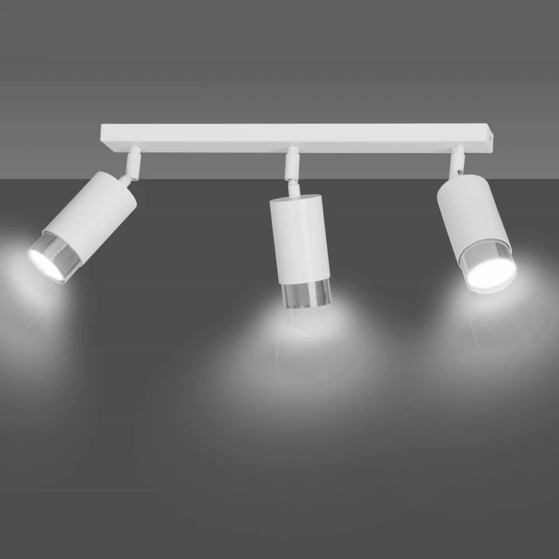 HIRO 3 WHITE-CHROME 962/3 nowoczesny regulowany spot LED sufitowy biało srebrny