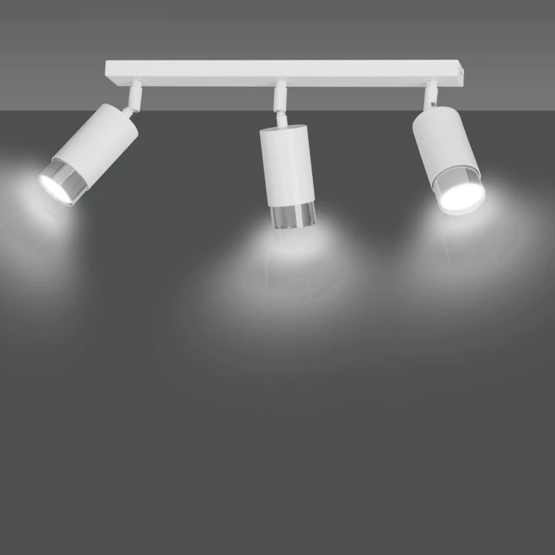HIRO 3 WHITE-CHROME 962/3 nowoczesny regulowany spot LED sufitowy biało srebrny 4