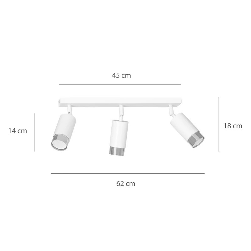 HIRO 3 WHITE-CHROME 962/3 nowoczesny regulowany spot LED sufitowy biało srebrny 5