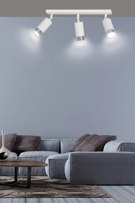 HIRO 3 WHITE-CHROME 962/3 nowoczesny regulowany spot LED sufitowy biało srebrny 6