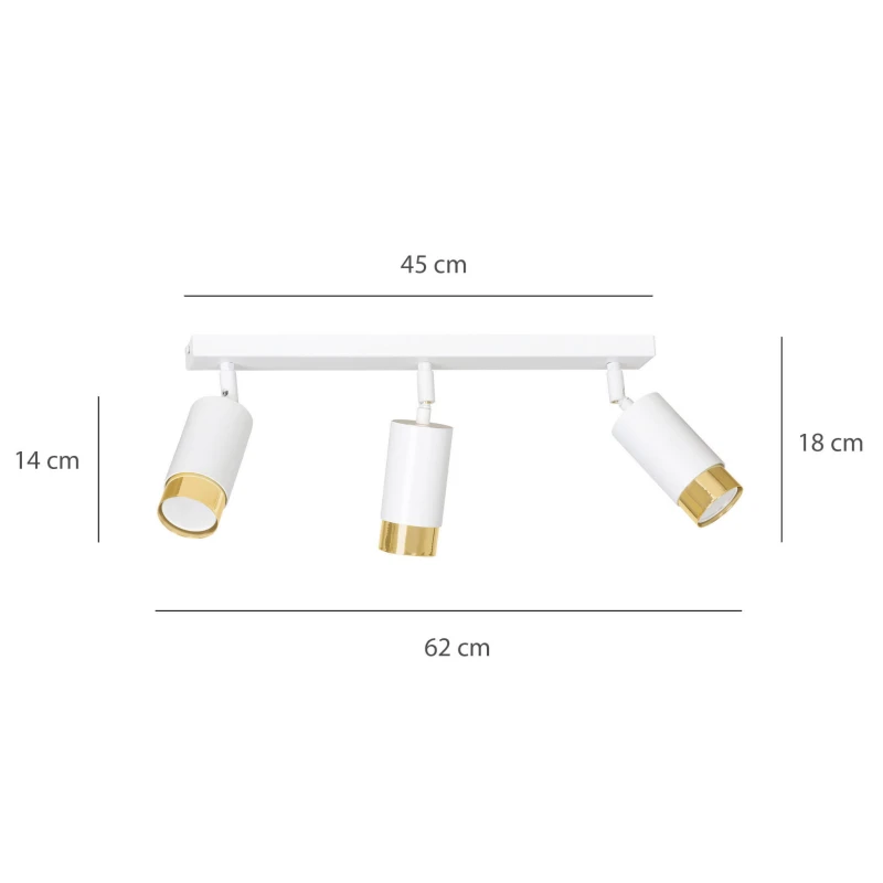 HIRO 3 WHITE-GOLD 963/3 nowoczesny regulowany spot LED sufitowy biało złoty 5