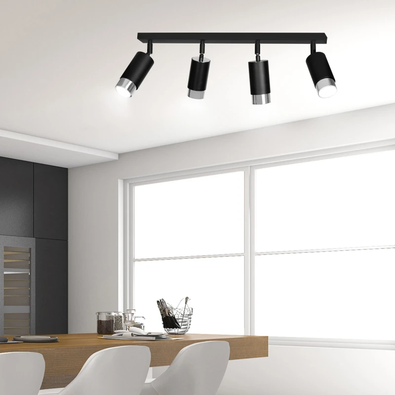 HIRO 4 BLACK-CHROME 964/4 nowoczesny regulowany spot LED sufitowy czarno srebrny