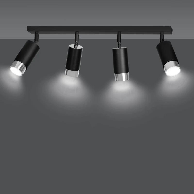 HIRO 4 BLACK-CHROME 964/4 nowoczesny regulowany spot LED sufitowy czarno srebrny 2