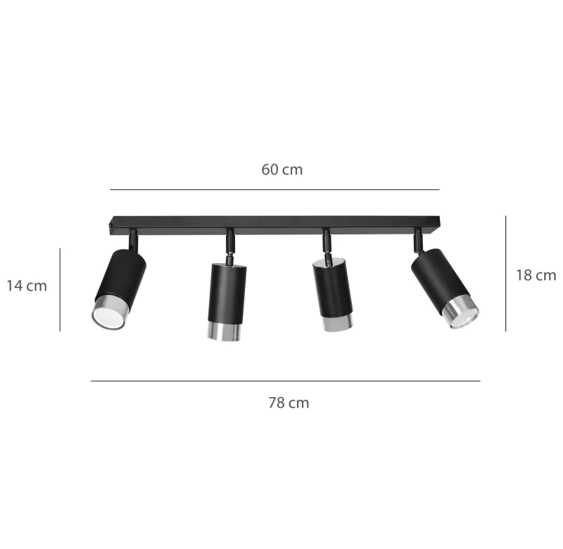 HIRO 4 BLACK-CHROME 964/4 nowoczesny regulowany spot LED sufitowy czarno srebrny 5